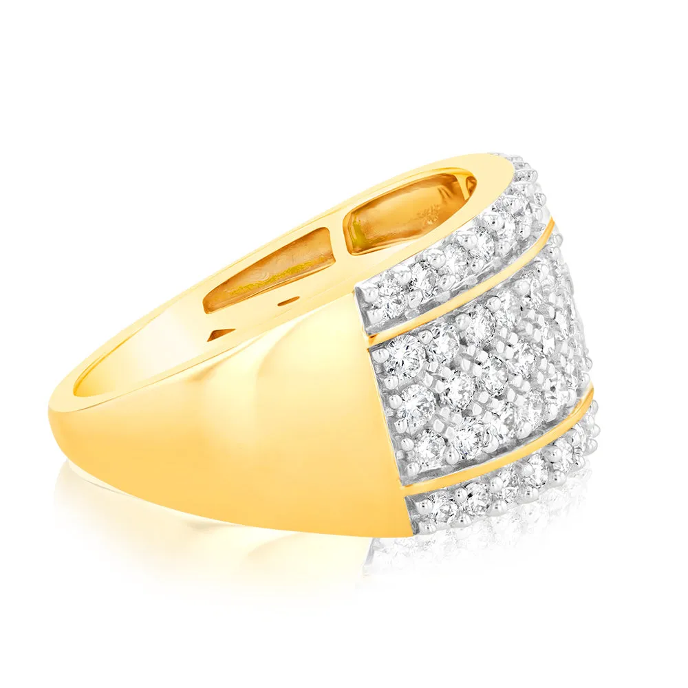 0.95 Carat Cluster Diamond Dress Ring in 14ct Yellow Gold