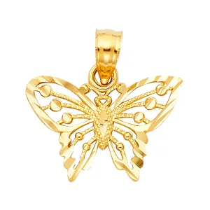 14K Yellow Gold Butterfly Pendant