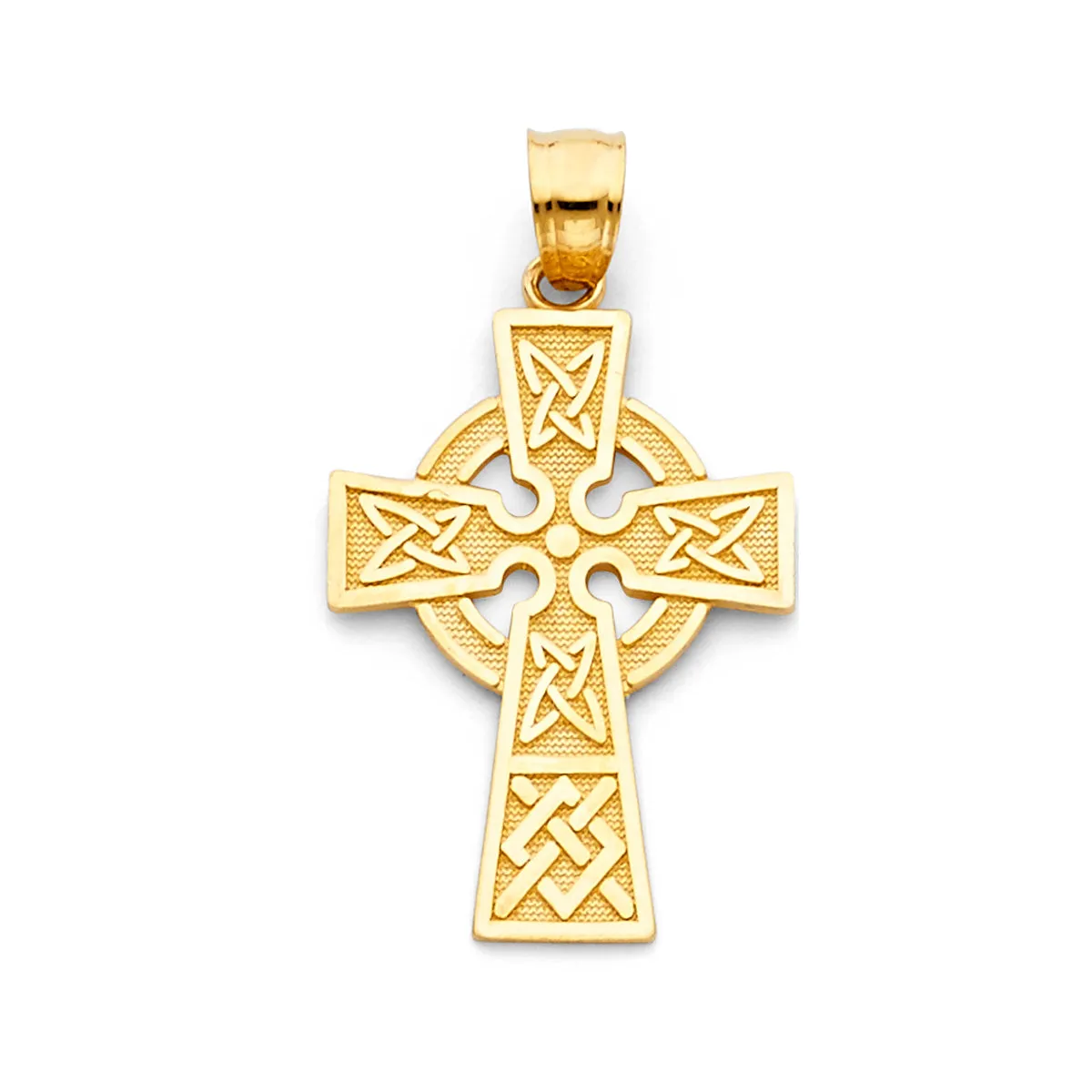 14K Yellow Gold Celtic Cross Religious Pendant