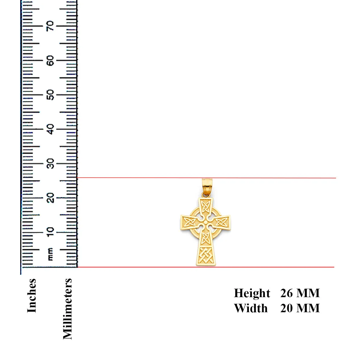 14K Yellow Gold Celtic Cross Religious Pendant