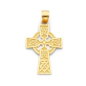 14K Yellow Gold Celtic Cross Religious Pendant