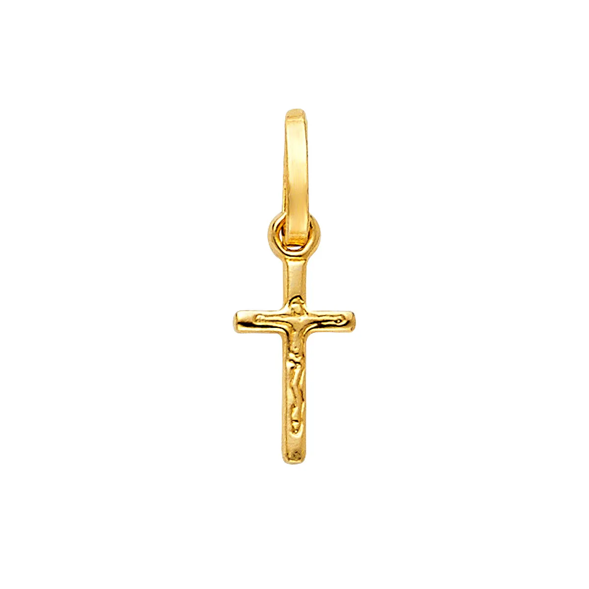 14K Yellow Gold Crucifix Cross Religious Pendant