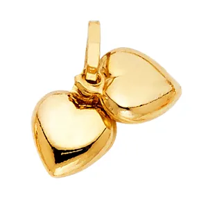 14K Yellow Gold Double Heart Pendant