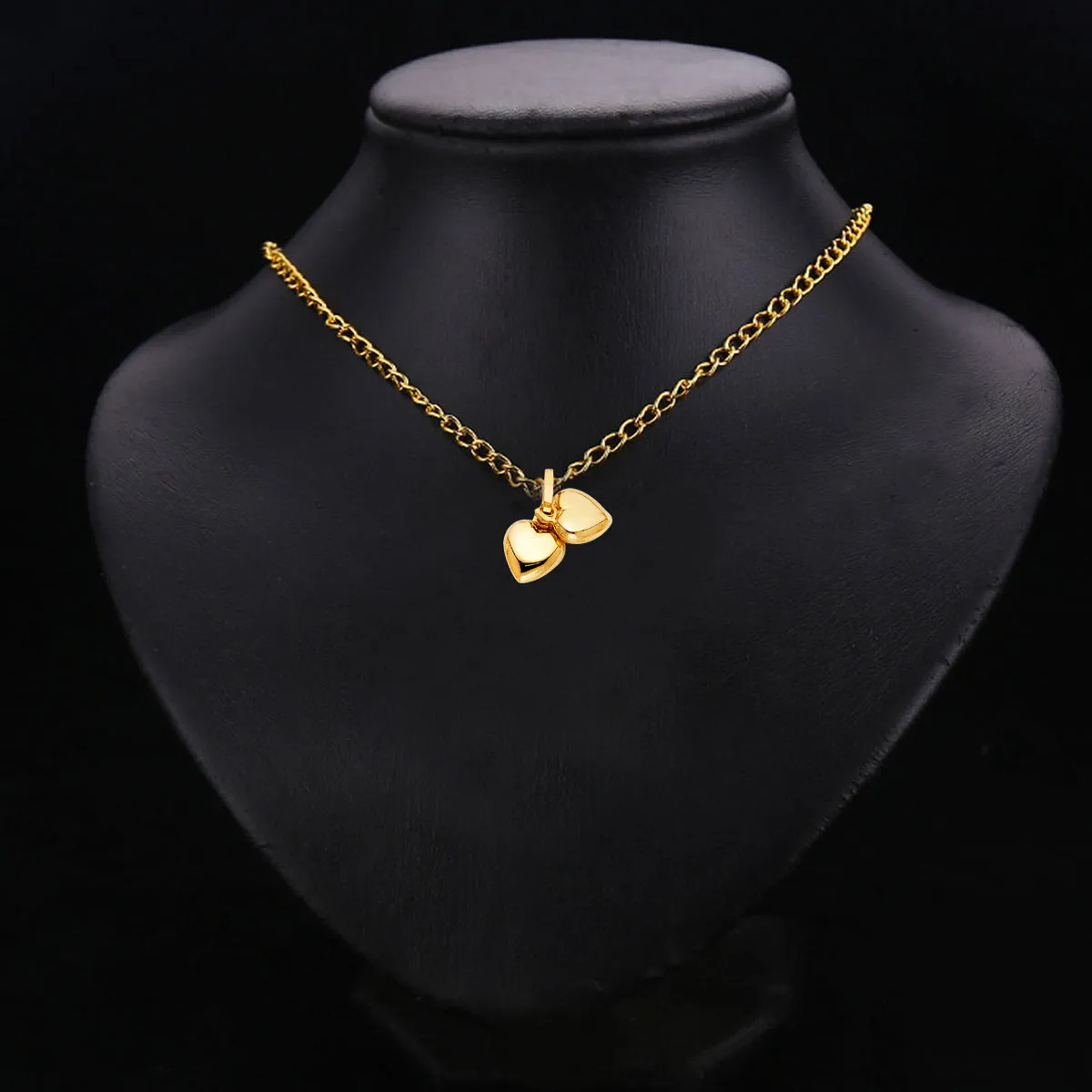 14K Yellow Gold Double Heart Pendant