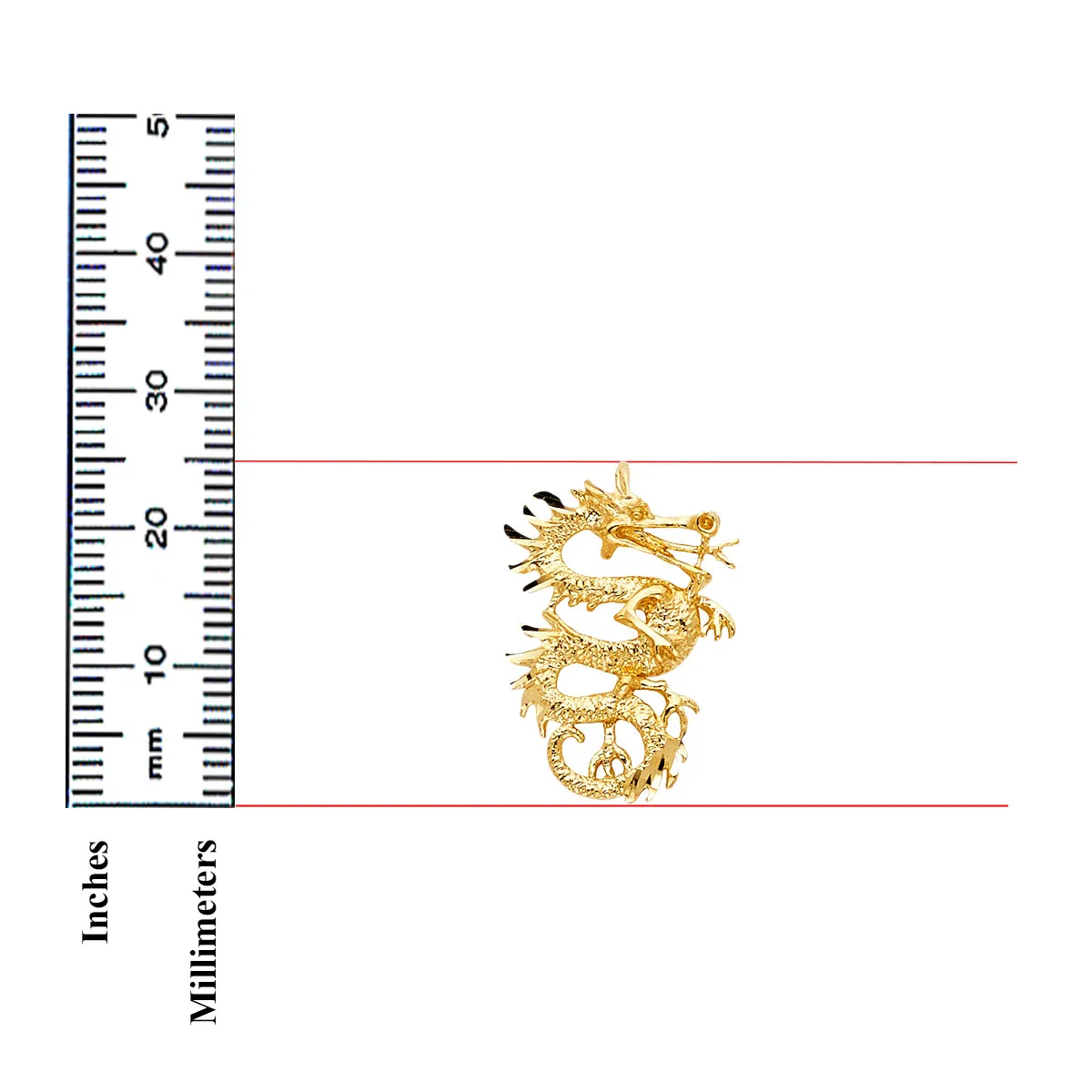14K Yellow Gold Dragon Pendant