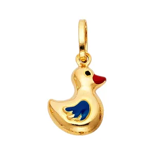 14K Yellow Gold Duck Enamel Pendant