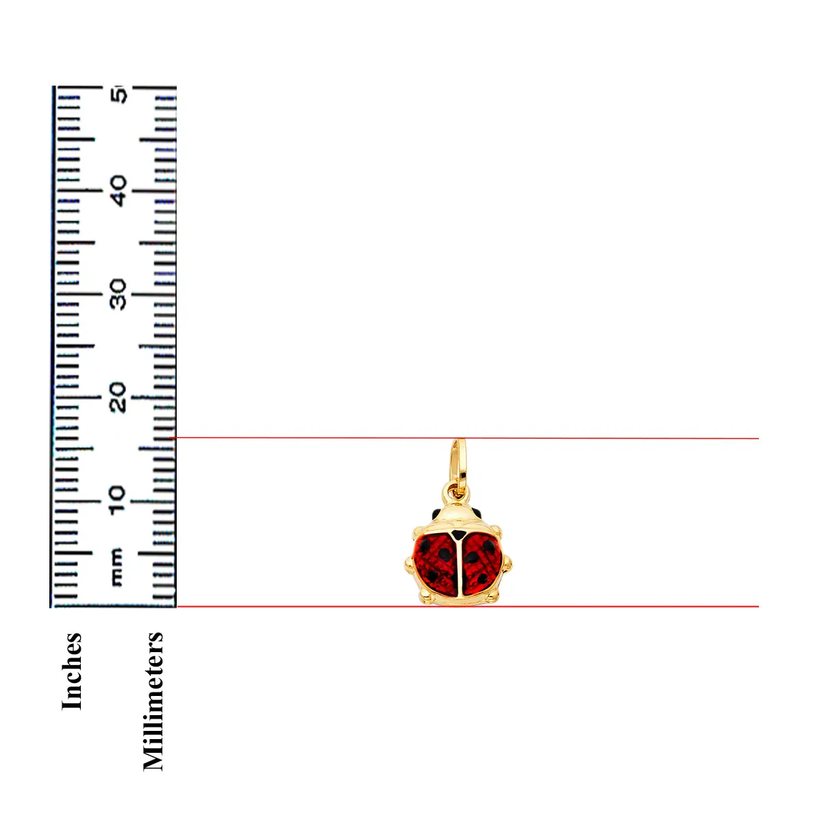 14K Yellow Gold Lady Bug Enamel Pendant