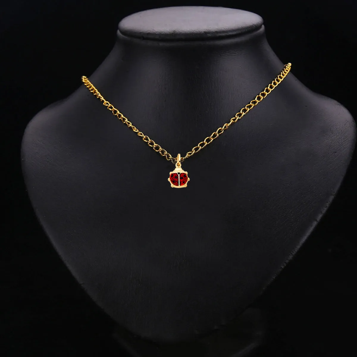 14K Yellow Gold Lady Bug Enamel Pendant