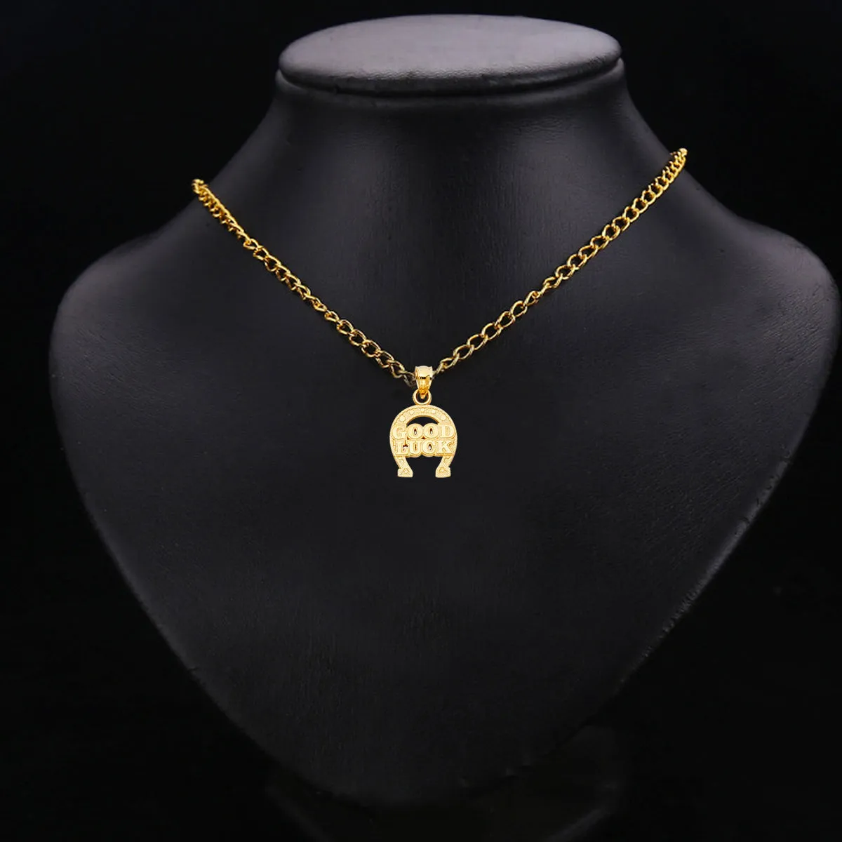 14K Yellow Gold Lucky Horsehoe Pendant