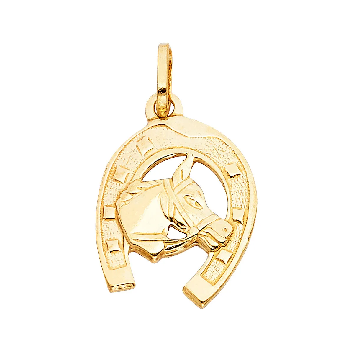 14K Yellow Gold Lucky Horseshoe Pendant