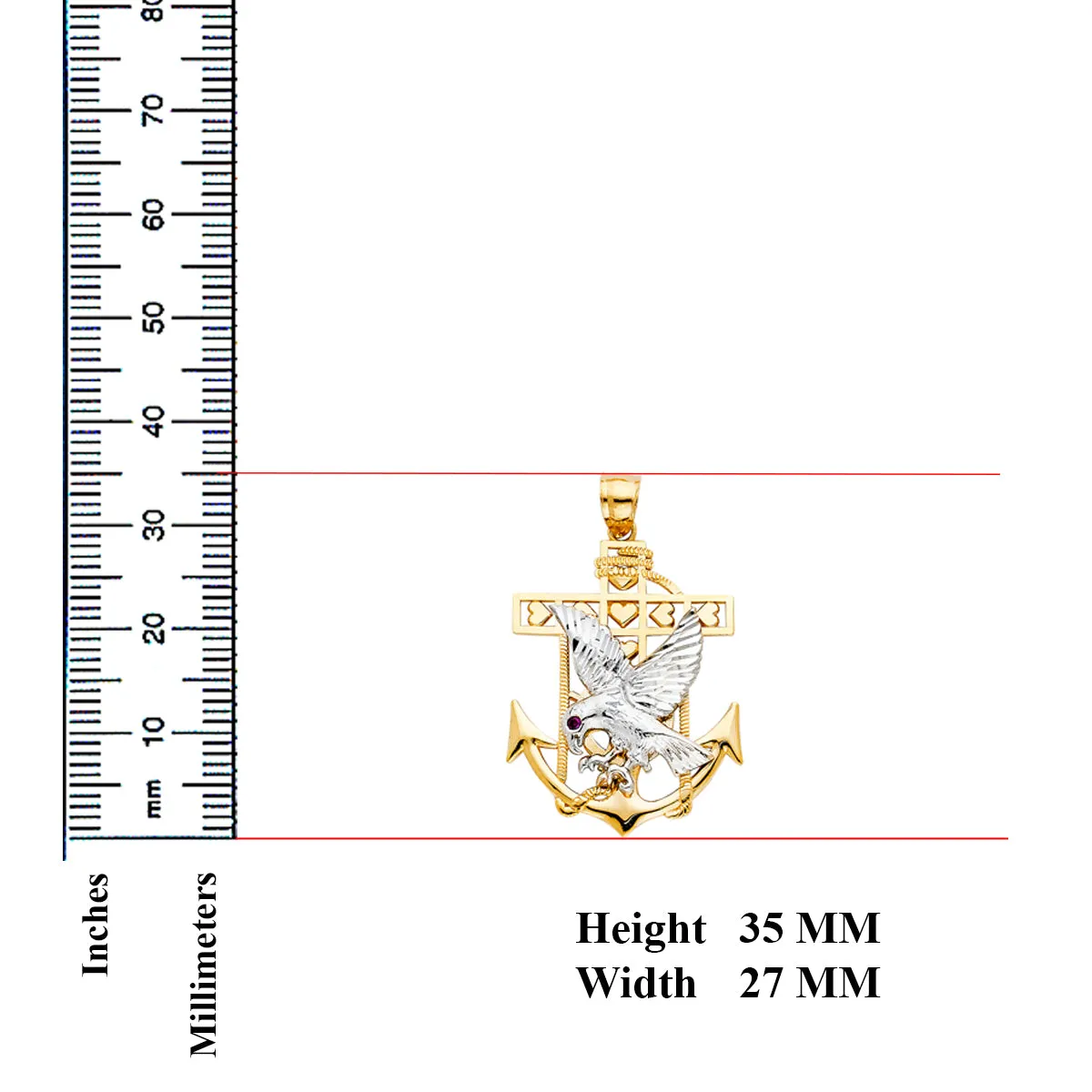14K Yellow Gold Mariner Eagle Pendant