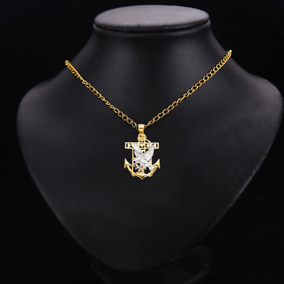 14K Yellow Gold Mariner Eagle Pendant