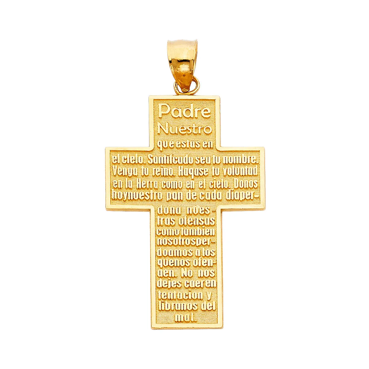 14K Yellow Gold Padre Nuestro Religious Cross Pendant