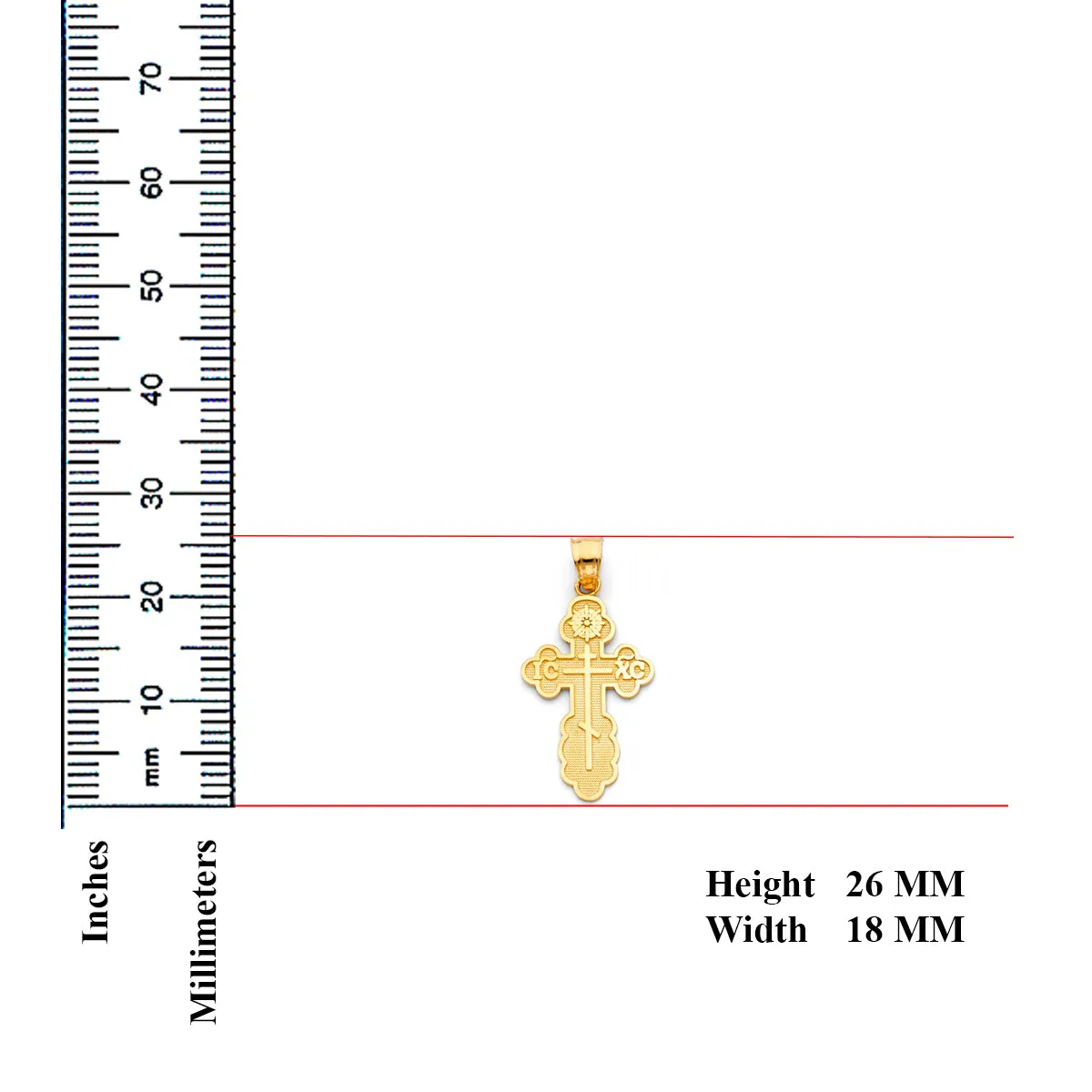 14K Yellow Gold St. Olga Greek Orthodox Baptismal Cross Religious Pendant