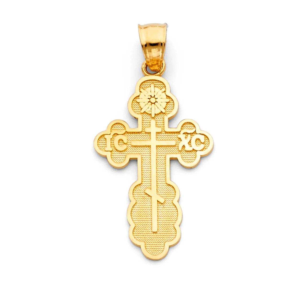 14K Yellow Gold St. Olga Greek Orthodox Baptismal Cross Religious Pendant