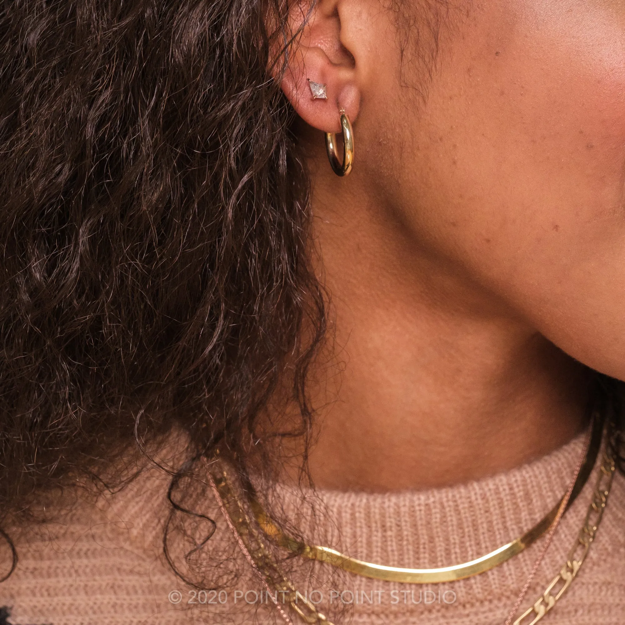20mm Tube Hoop Earrings, 14k Yellow Gold