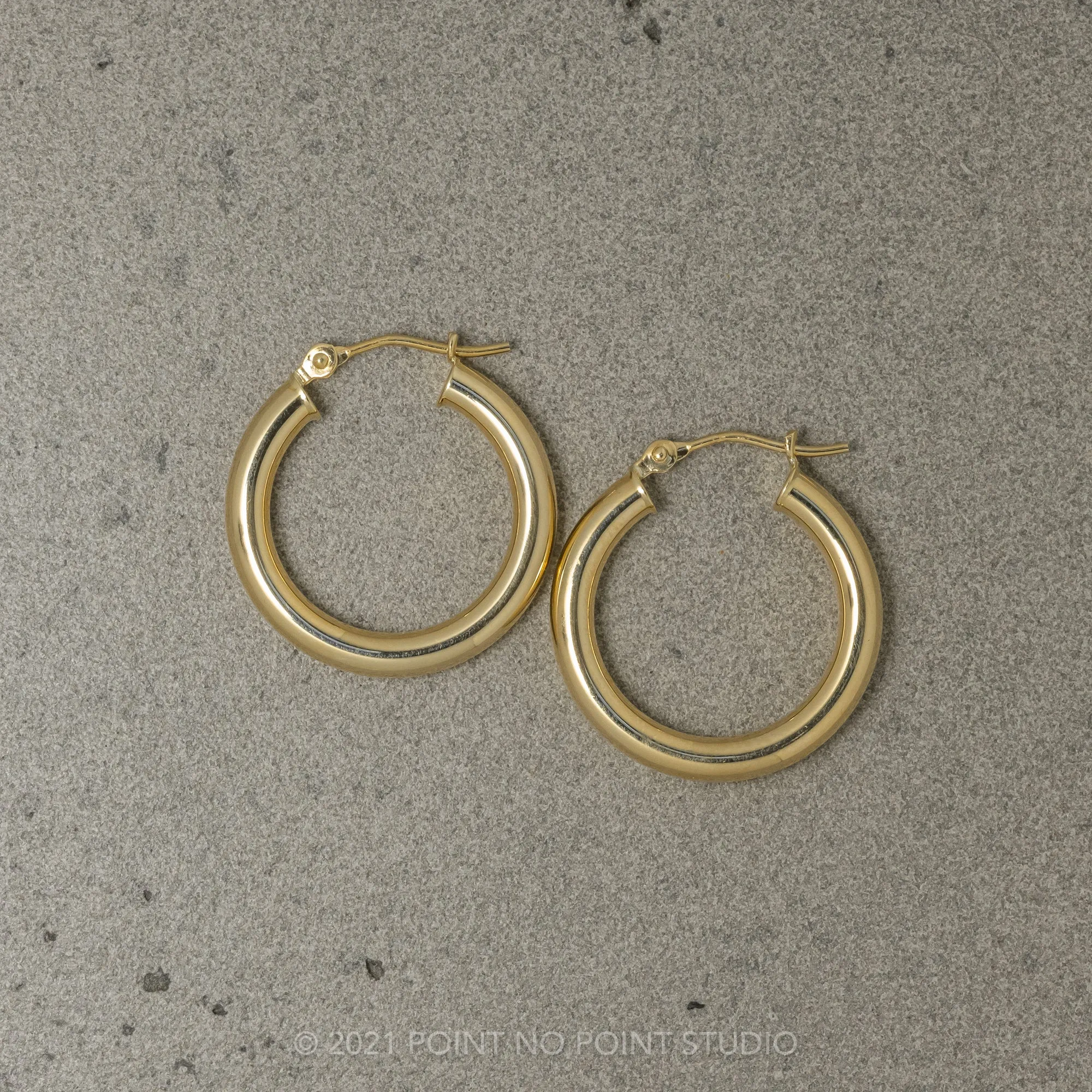 20mm Tube Hoop Earrings, 14k Yellow Gold