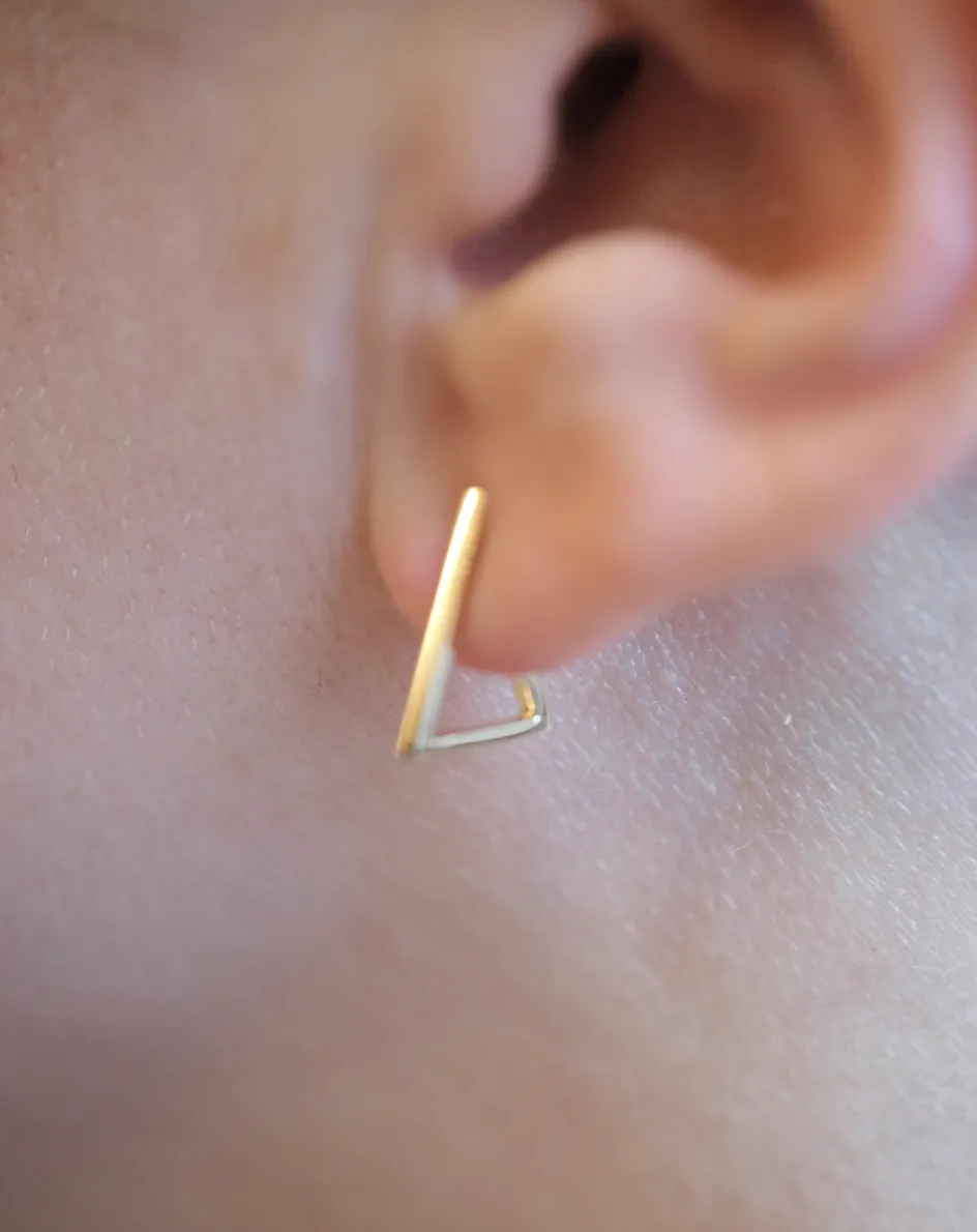Ammara Triangle Hoop Earrings, 14k Yellow Gold