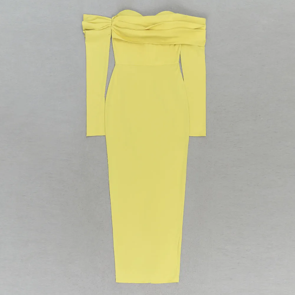 BERTINA Long Sleeve Strapless Bandage Dress