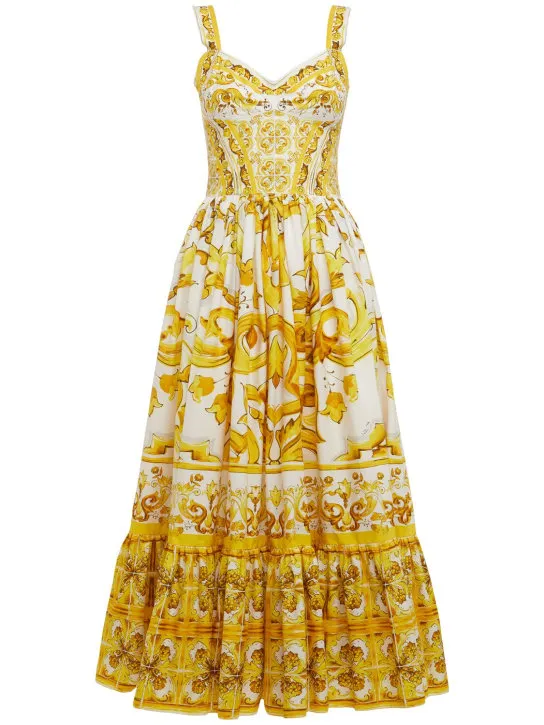 Dolce&amp;Gabbana   Maiolica printed poplin midi dress 