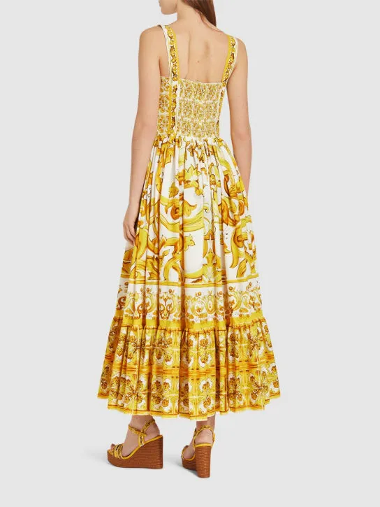 Dolce&amp;Gabbana   Maiolica printed poplin midi dress 