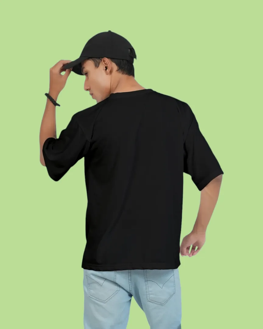 Doms DTF Printed  Black Oversized T-shirt
