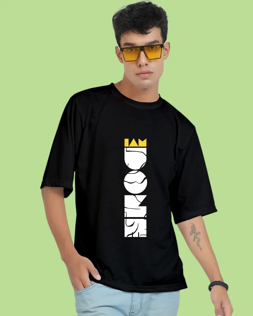 Doms DTF Printed  Black Oversized T-shirt