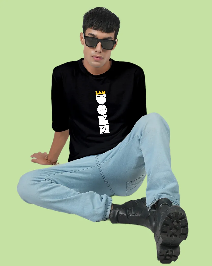 Doms DTF Printed  Black Oversized T-shirt