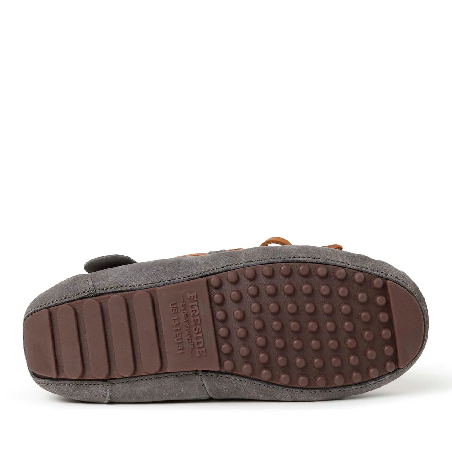 Fireside By Dearfoams Kid's Parke Genuine Shearling Moccasin Slipper