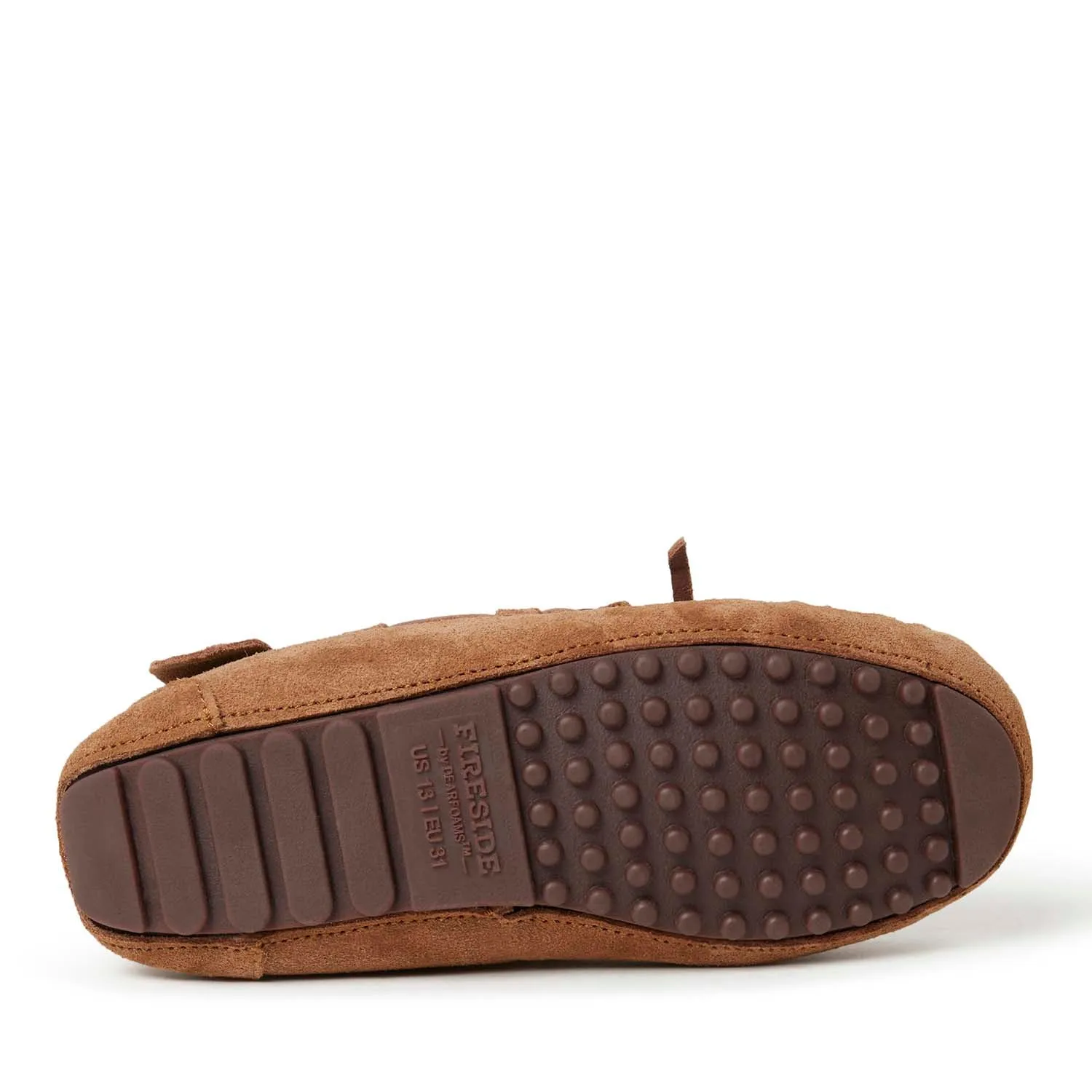 Fireside By Dearfoams Kid's Parke Genuine Shearling Moccasin Slipper