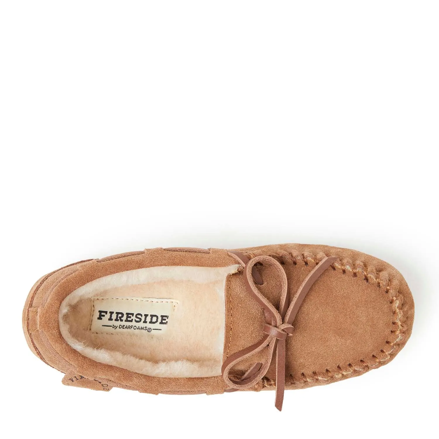 Fireside By Dearfoams Kid's Parke Genuine Shearling Moccasin Slipper