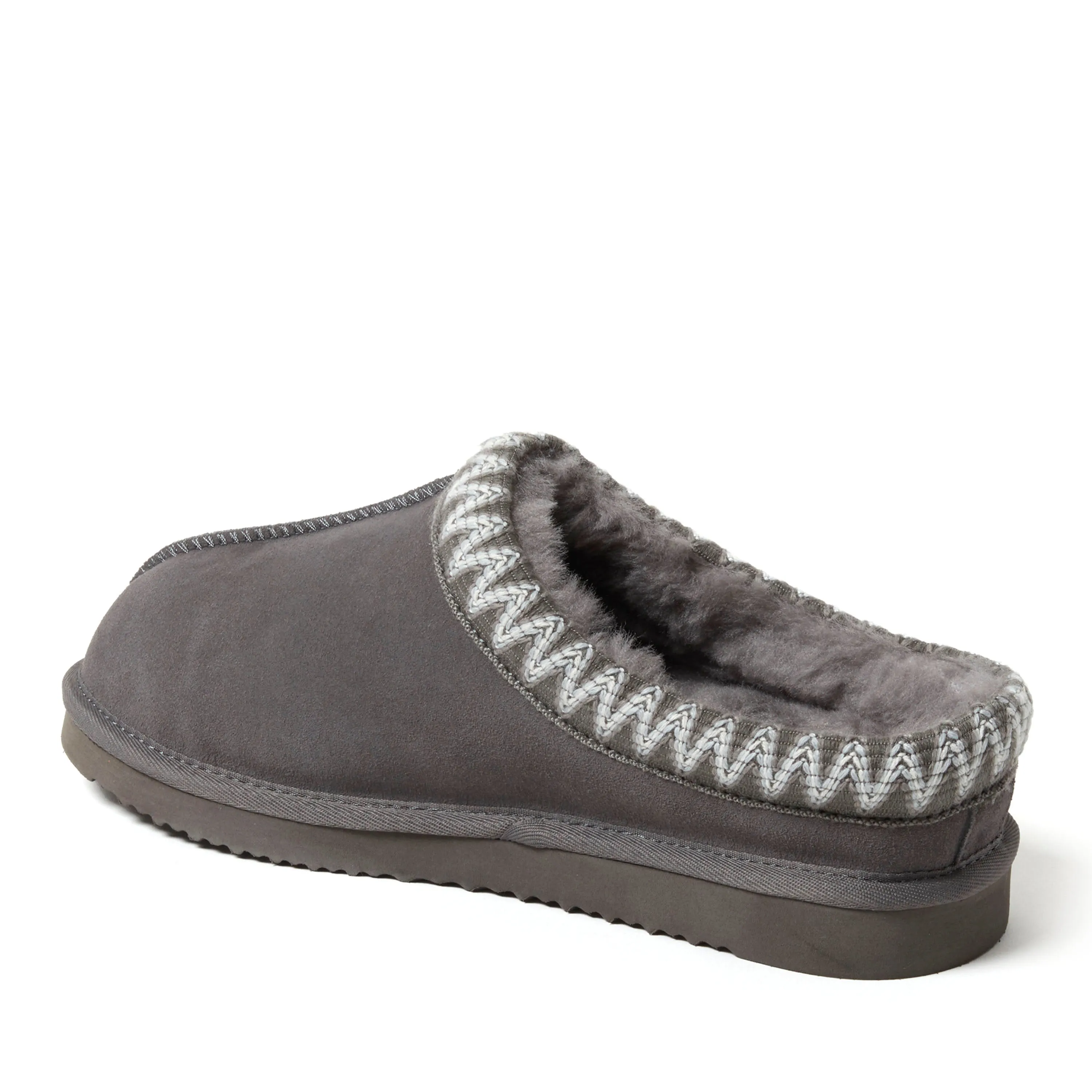 Fireside by Dearfoams Men's Grafton Genuine Shearling Clog Slipper with Taping