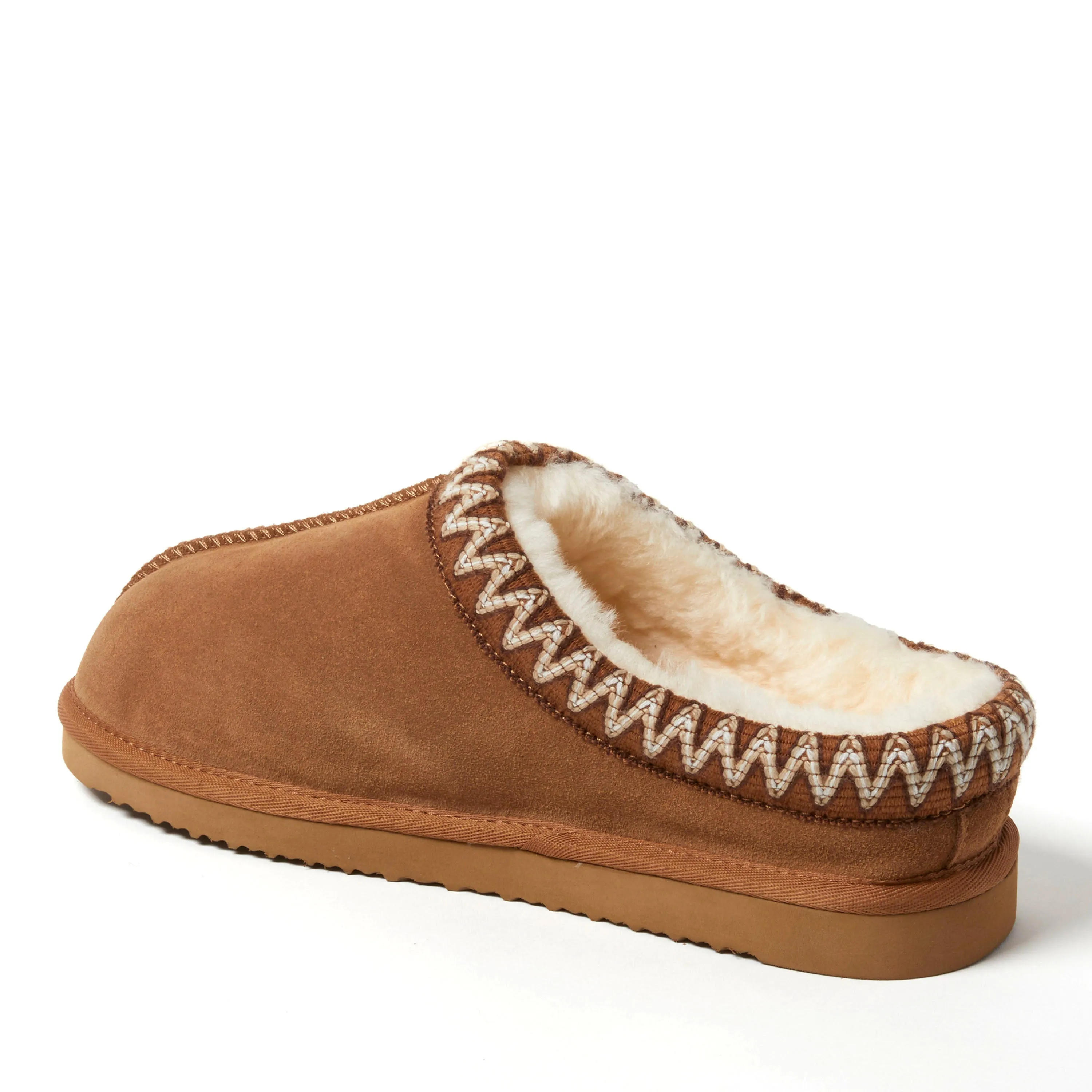 Fireside by Dearfoams Men's Grafton Genuine Shearling Clog Slipper with Taping