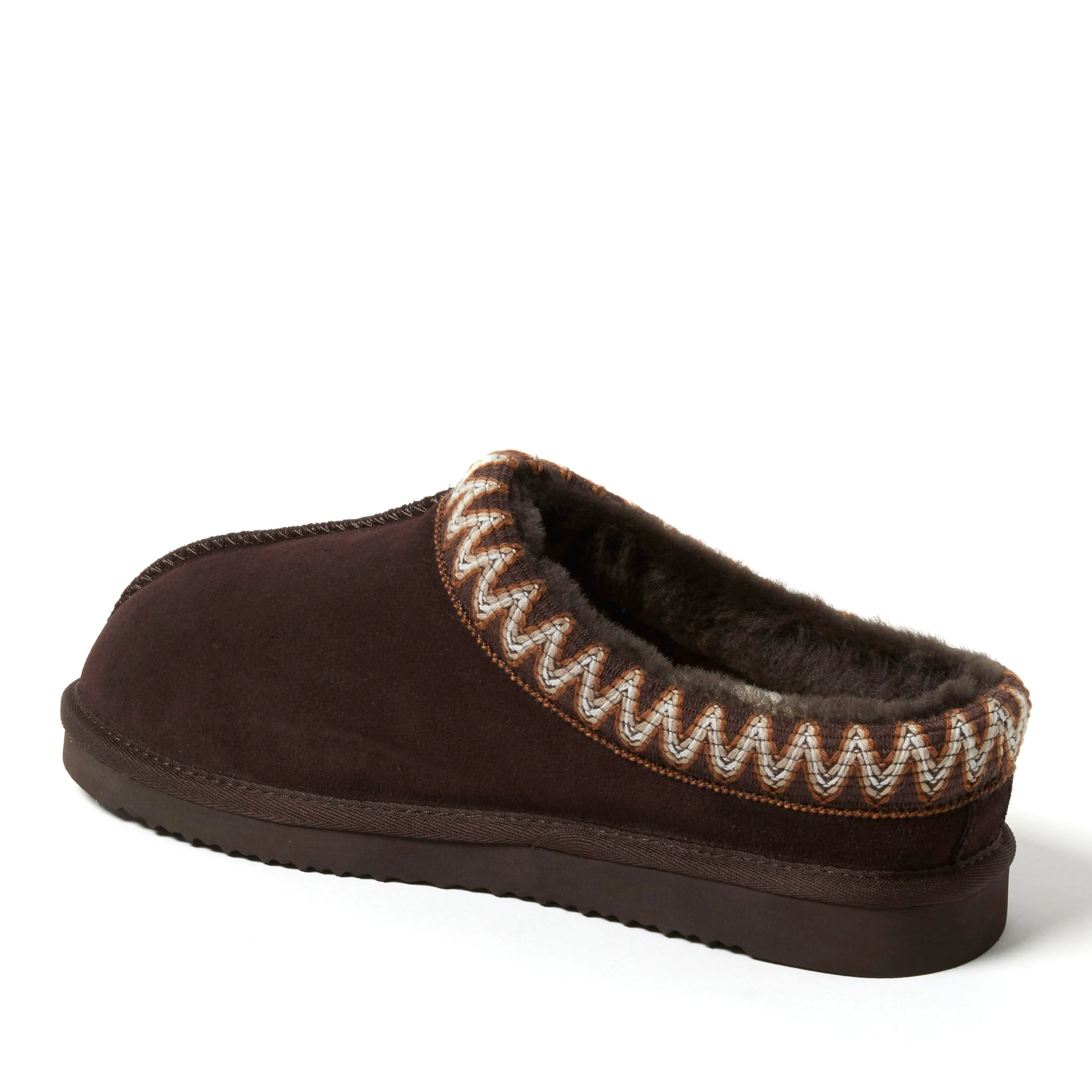 Fireside by Dearfoams Men's Grafton Genuine Shearling Clog Slipper with Taping