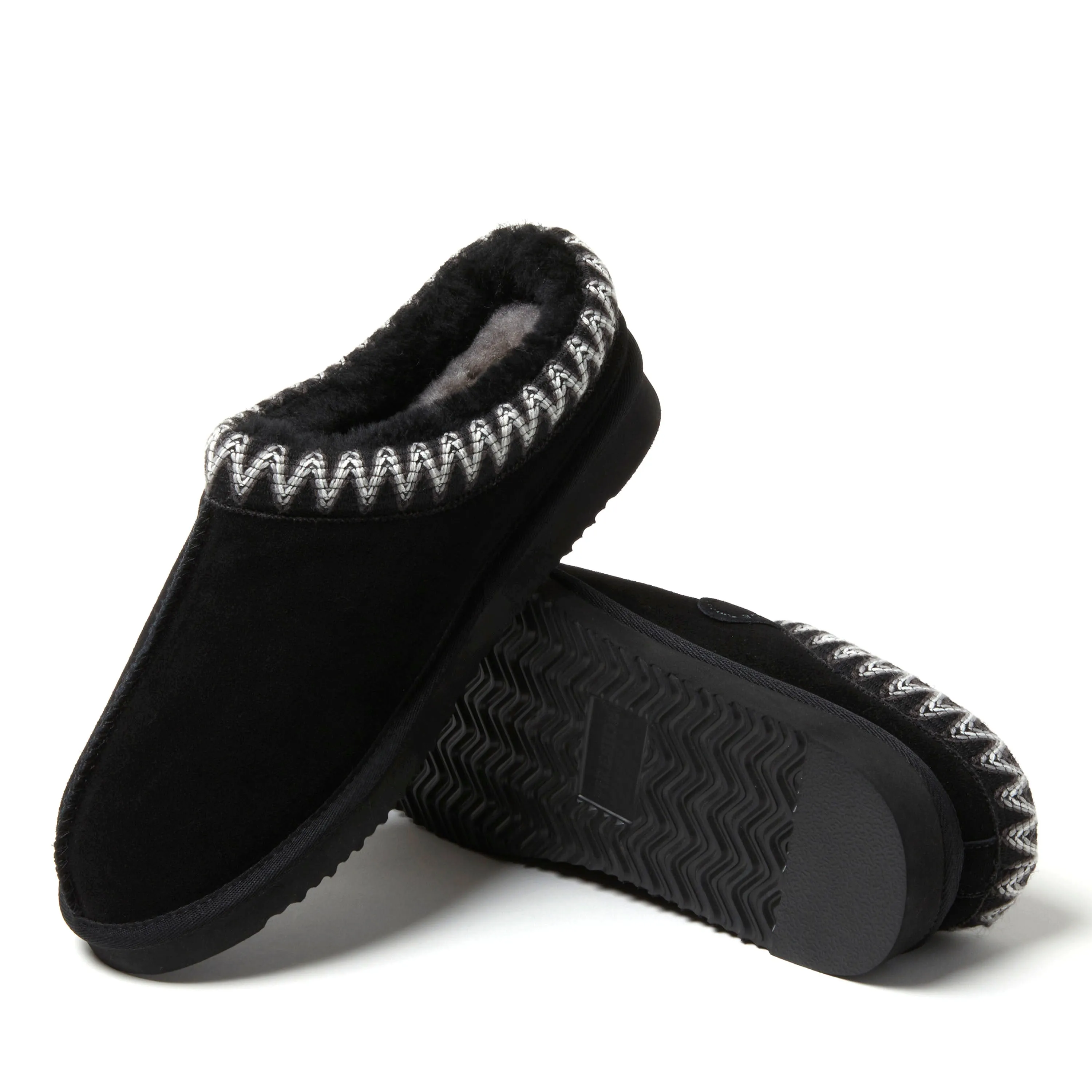 Fireside by Dearfoams Men's Grafton Genuine Shearling Clog Slipper with Taping