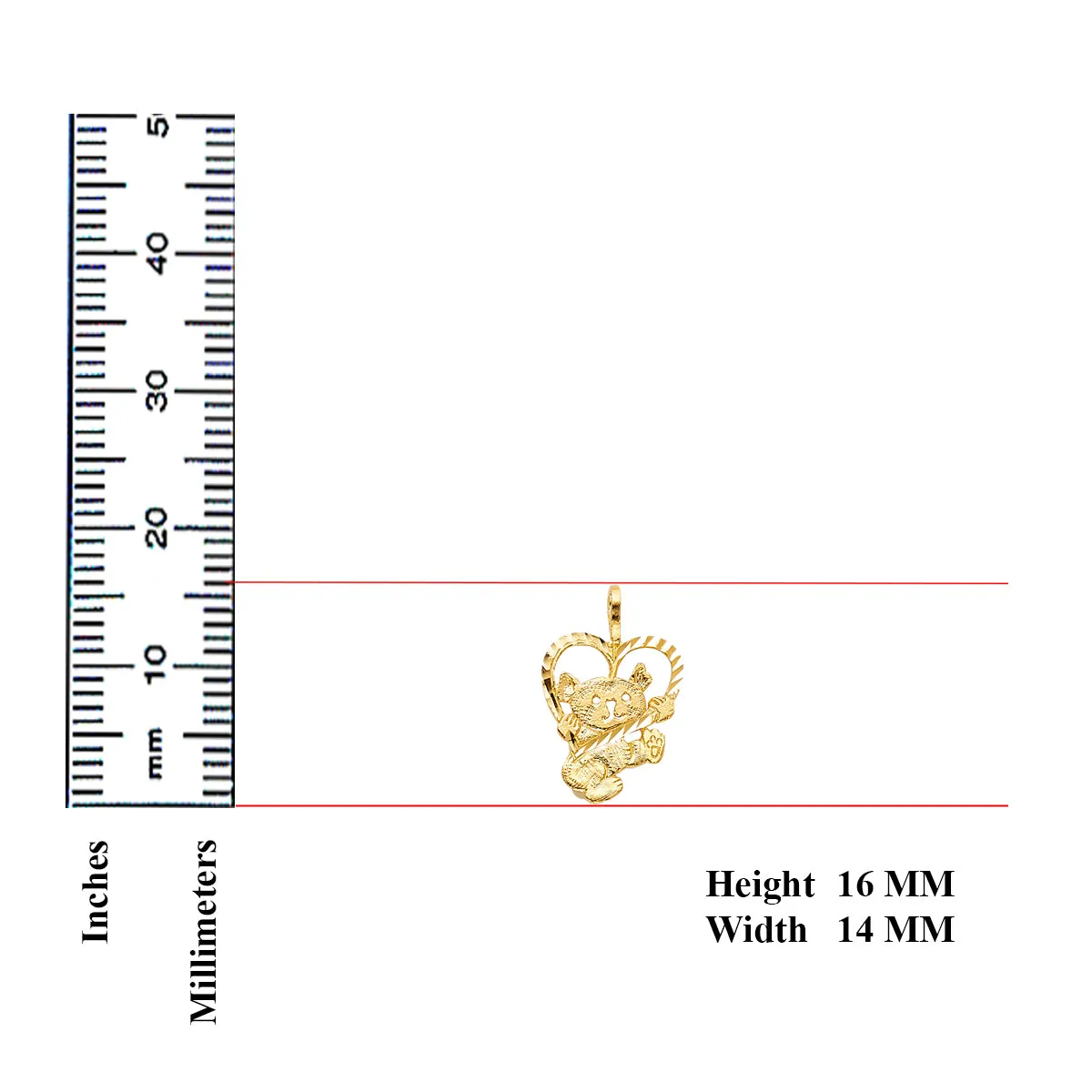 Gold 14K Yellow Gold Baby Bear with Heart Pendant