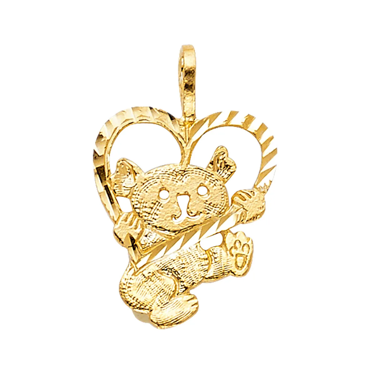 Gold 14K Yellow Gold Baby Bear with Heart Pendant