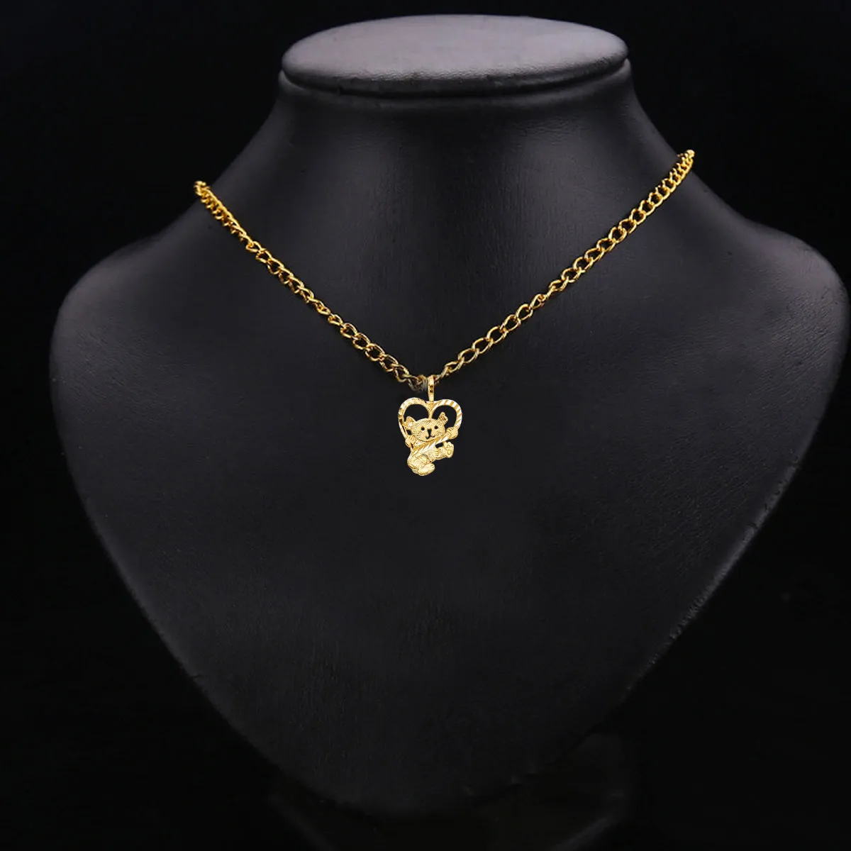 Gold 14K Yellow Gold Baby Bear with Heart Pendant