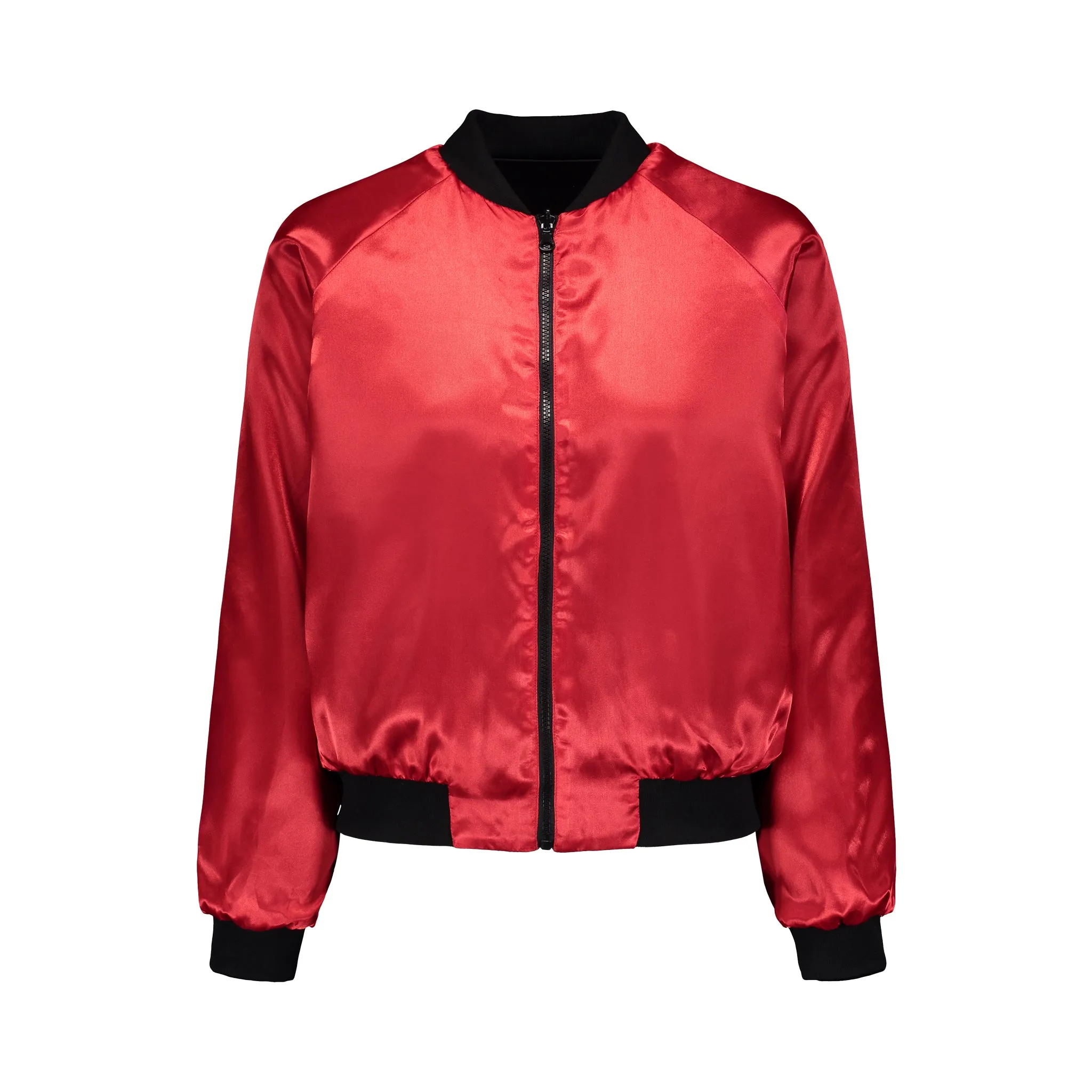 Red Rose Embroidered Reversible Bomber Jacket