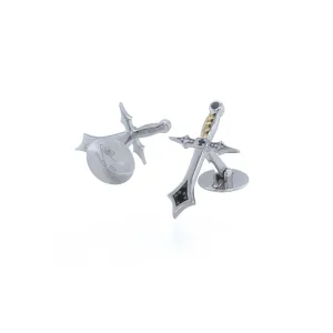 SAINT Cufflinks with Black & White Diamonds