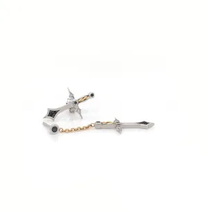 SAINT Dangling Earrings with Black & White Diamonds