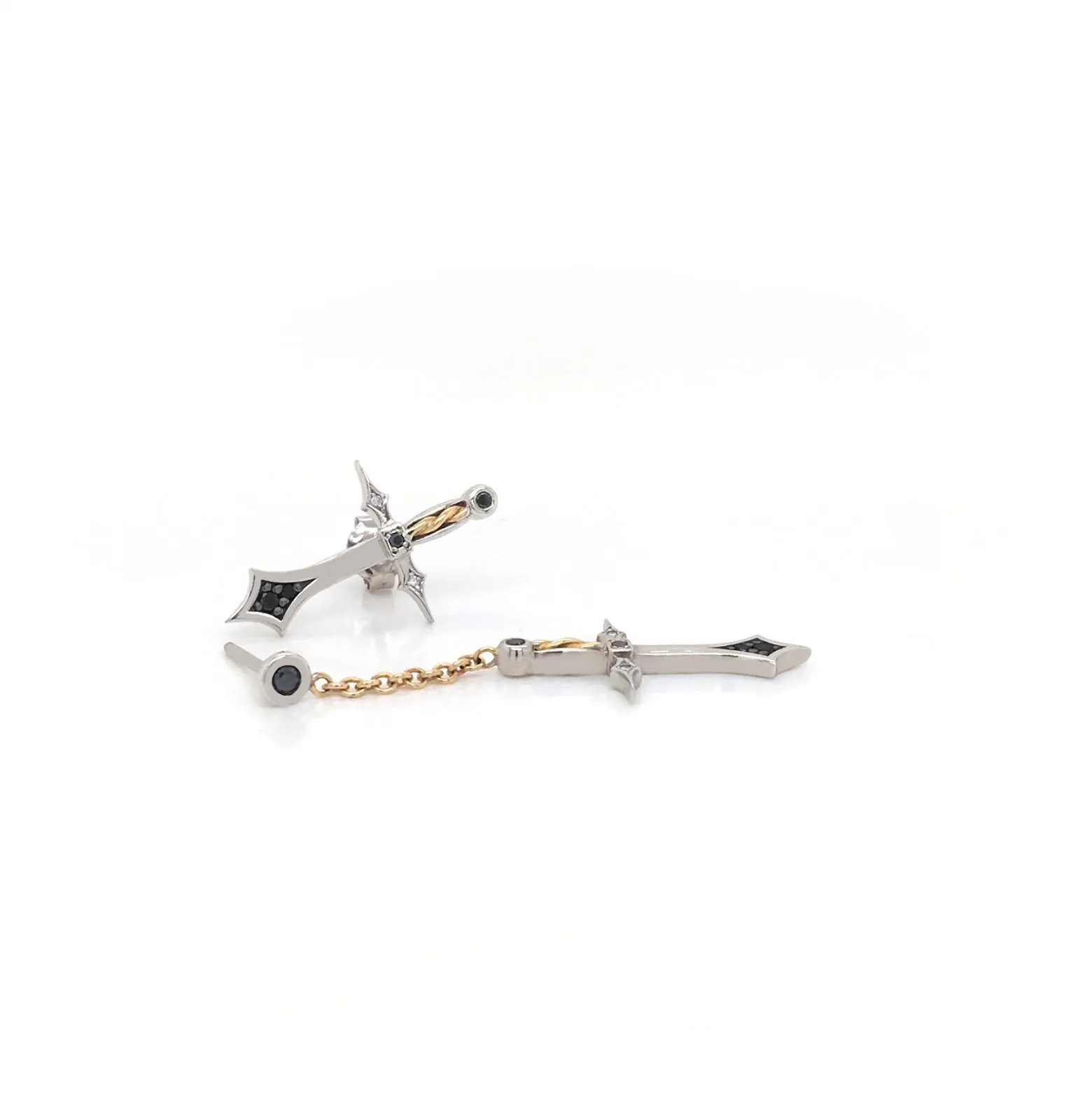SAINT Dangling Earrings with Black & White Diamonds