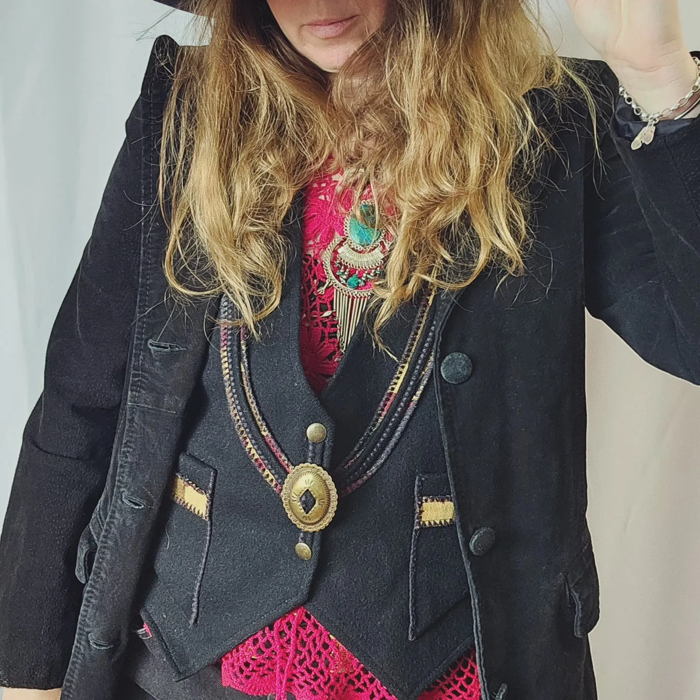 Siricco Ladies Vintage Single Breasted Suede Leather Jacket Blazer Black Size M